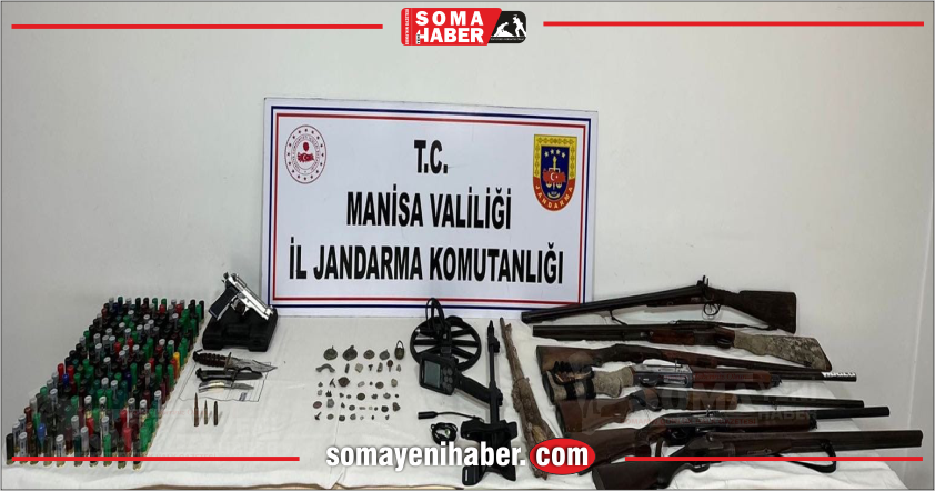 Jandarma Soma’da tarihi eser objeleri ele geçirdi, 1 gözaltı
